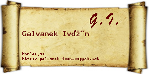 Galvanek Iván névjegykártya